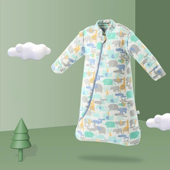 Dieťa Spací Vak s Dlhým Rukávom Bavlna Húb Sleepwear Batoľa Teplé Sleepsack X5XE