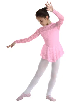 IEFiEL Deti, Dievčatá Ballroom Dance Súťaže Šaty Čipky Obrázok Korčuľovanie Balerína Tanečné Nosiť Gymnastika Trikot Kostýmy