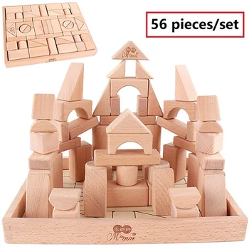 28-75 ks/set Dieťa Mini Drevený Hrad Stavebné Bloky, Geometrický Tvar, Vzdelávacie Hračky detská Hra dreva, konštrukcia tehla blok