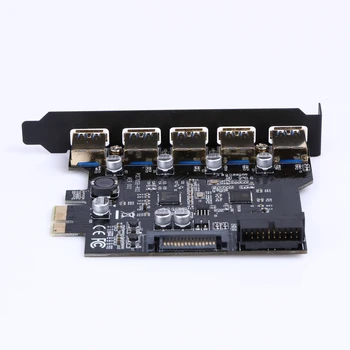Super Rýchlosť PCI-E na USB 3.0 19-Pin 5 Port PCI Express Rozširujúca Karta Adaptéra SATA 15 kolíkový Konektor s CD na pracovnej Ploche