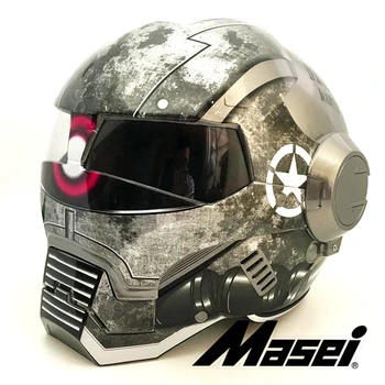 2019 Svetlej Šedej zaku Armády Vojnový Stroj MASEI IRONMAN Iron Man prilbu na motocykel prilba retro pol prilba otvorené tvár 610 ABS