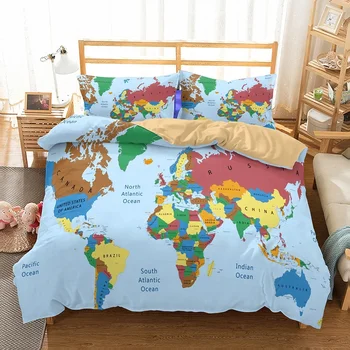 3D Vytlačené Cestovné World Series Mape Sveta Vzor Obliečky Kryt s Vankúš posteľná bielizeň Nastaviť Posteľ Nastaviť pre Spálňa Decor