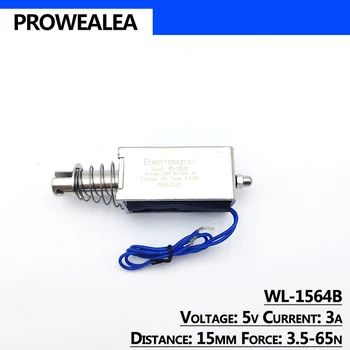 Brzdový Elektromagnet Push Pull Typ WL-1564B 5V 6V alebo 12V 24V Axiálne Sily 3.5-65N 15 mm Otvorený Rám Lineárne Elektrické Magnet