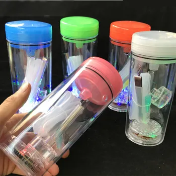 Veľkoobchod Cestovné Plastové Mini Glow vodné fajky s LED Svetlom Akryl Hookah Pohár Shisha Rúry Hadice Prenosné Fajčenie Príslušenstvo Darček