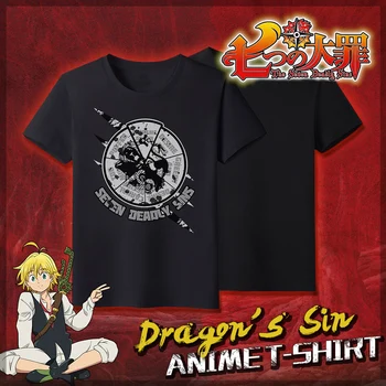 MGFHOME Anime JK Sedem Smrteľných Hriechov Dragon je Hriech, Cosplay Kostýmy, Košele Bavlna Čierne tričko tričko Topy Tee Ženy Muži Unisex
