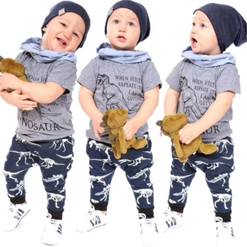 Batoľa Detský Baby Chlapci Dinosaura Top T-tričko, Nohavice, Legíny Oblečenie, Oblečenie Hot Baby Boy Šaty v Pohode Dinosaura Top Nohavice Nastaviť