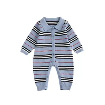 Nové jeseň Novorodenca oblečenie Móda prekladané koberčeky bavlna pletené color-blocking sveter dlhým rukávom dieťa, chlapec, dievča romper