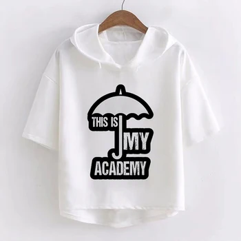 2021 Zábavné Umbrella Academy Grafické Ružová Topy Harajuku T Shirt Ženy Krátky Rukáv Ležérne Módy s Kapucňou T-shirt Módne Oblečenie