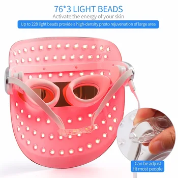 3 Farby LED Vibračná Masáž Tváre, Maska Proti Akné, Odstránenie Vrások Omladenie Pleti, Bielenie Sprísnenie Kože Tváre Starostlivosť Nástroj