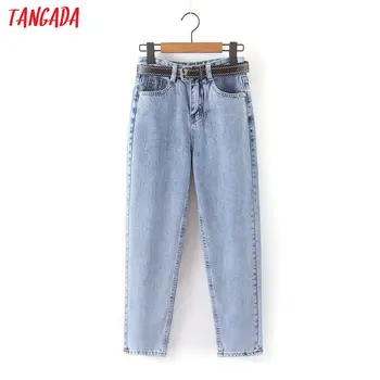 Tangada 2020 módne ženy, mamy, džínsy, nohavice s pásom dlhé nohavice strethy pás vrecká na zips ženské nohavice HY41