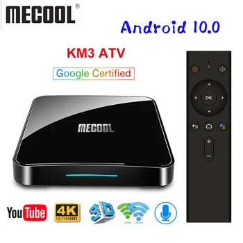Mecool KM3 ATV Android 10.0 Certifikované spoločnosťou Google Europe TV Box 4 GB 64 GB Amlogic S905X2 UK Poľsko holandský 4K Wifi Nemecko Set-Top-Box