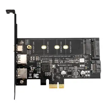 Dual USB3.0 1 port Type-c M. 2 PCIe Adaptér M2 SSD SATA B Tlačidlo PCI-e 3.0 Radič Converter Karty Pre 2280 2260 2242 2230 NGFF