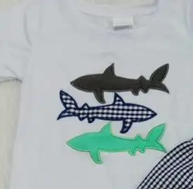 Prehoz shark vzor T-shirt top koberčeky šortky chlapec v lete 2 dielna sada
