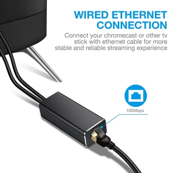 Nové 1m 3 v 1 Micro USB na RJ45 Ethernet Adaptér pre Oheň TV Stick 480Mbps Sieť LAN Karta s USB Napájanie 100M Ethernet