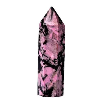 1PC Prírodný Krištáľ Bod Rosa turmalín Uzdravenie Obelisk z Ružovej Quartz Prútik Ornament pre Domova Reiki Energie Kameň Pyramídy