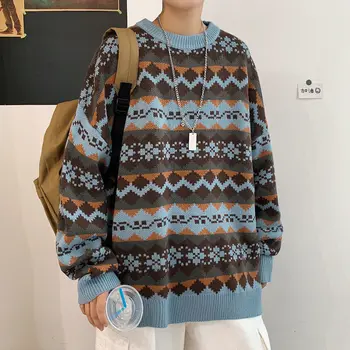 Privathinker Zime Teplý Sveter Kórejský Streetwear Módy Pulóvre Sveter Jeseň Vytlačený 2020 Bežné Mužské Oblečenie