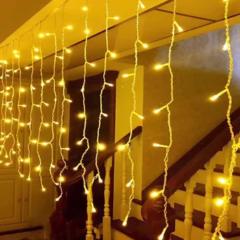 Vianočné Osvetlenie Vonkajšie Dekorácie 4m 8m 16m 20m Časti 0,6 m Led Záves Cencúľ String Svetlá Nový Rok 2021 Garland Rozprávkových Svetiel
