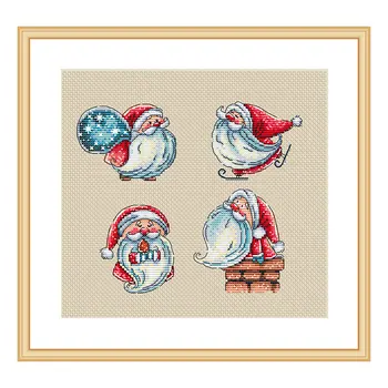 Ručné Výšiviek Maľovanie Cross Stitch Auta A3257 Santa Claus Roztomilý Kreslený Bielizeň Výšivky, Tkaniny