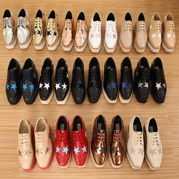 Veľkoobchod Lady platforma topánky, 31 farba originálne kožené klin námestie špičkou topánky,teplé predaj výšky rastúci star topánky béžová 35-41