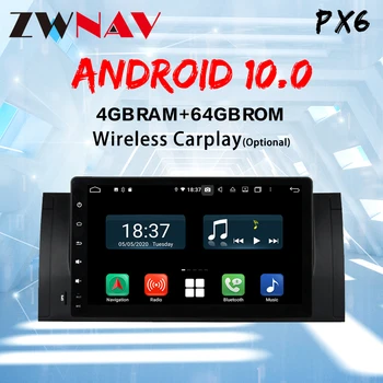 PX6 1 DIN Android 10 autorádia Pre BMW M5 E39 1995-2003 X5 E53 2000-2007 car audio navigácia multimediálne dvd, rádio magnetofón