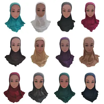13 Farieb Dievčatá, Deti Moslimských Krásne Islamský Hidžáb Arabská Šatka Šály Obyčajný Turban Klobúky Plnú Hlavu Kryt Čiapky Pokrývku Hlavy Nové