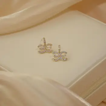Nový Dizajn a Módne Šperky Jednoduché Crystal Nádherné 14k Reálne Pozlátené Náušnice pre Ženu Dovolenku Stranou Denne Elegantné Náušnice