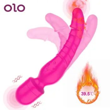OLO Kúrenie Duálny Vibrátor Čarovná Palička AV Vibrátor G-Spot Stimulátor Klitorisu Vibračné Dildo Sexuálne Hračky pre Ženy, Sex Shop Hračky