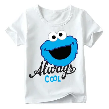 2021 nové Tričká Baby Chlapci/Dievčatá Sesame Street COOKIE MONSTER Print Tričko detské Letné Cartoon Topy Deti Funny T-shirt