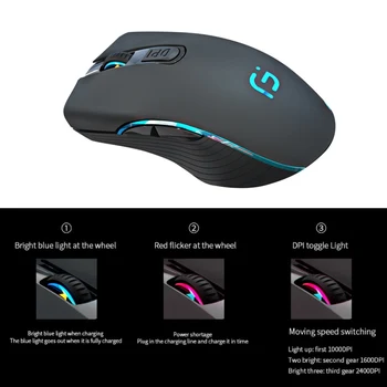 X9 Prenosná Myš Bluetooth 4.0 + 2,4 Ghz Bezdrôtový Duálny Režim 2 V 1, Myš pre Notebooky Dobíjacia Herná myš