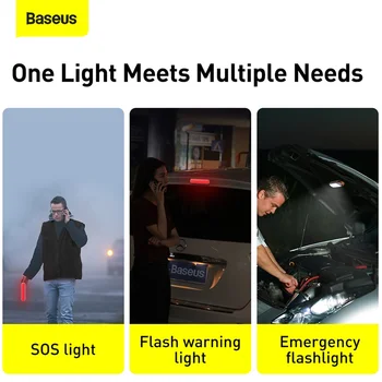 Baseus Solárne Dobíjacie LED Núdzové Svetlo na Aute Domov Noc Kempingové Svietidlo Bezpečnosť Cestnej premávky Lampa Falshlight Výstražné Svetlo