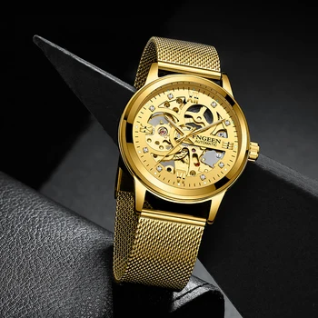 2020 Značky FNGEEN Mechanické Hodinky Mužov Kostra Oka Hodiny Automatické Hodinky Mužov Relogio Masculino Zlaté Náramkové hodinky pre Mužov Muž