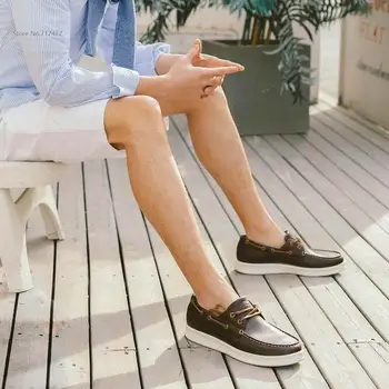 FREETIE mužov voľný čas plavby kožené topánky Priedušný komfort Nosenie-odolná gumová podrážka Módne vychádzkové tenisky smart