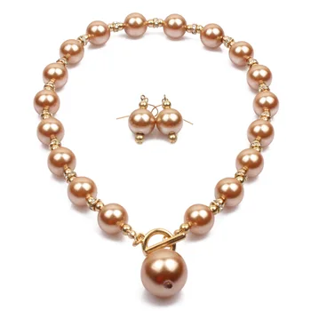 Wishspace nastaviť auger luxusné módne červená perlový náhrdelník clavicle s krátkym reťazcom prítomné strany, odevné doplnky
