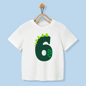Číslo 1-9 Chlapci Dievčatá Dinosaura Krátke Rukávy T-Shirts detské Tričko Darček k Narodeninám T Shirt Dieťa Dievča, Topy Deti Hip Hop Tees