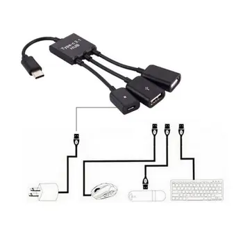 3 V 1 MicroUSB OTG Kábel na Prenos Údajov MicroUSB Mužov a Žien Adaptér Typ-C ROZBOČOVAČ USB OTG Mužov a Žien Dual USB 2.0 Adaptér