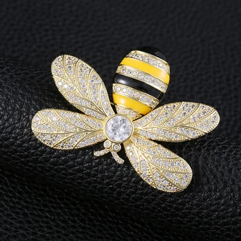 Vintage Zlato Chybu Hmyzu Bee Brošňa Kolíky Žltá Čmeliaky Bee Crystal Broach Pin Šperky Darček DIY Plavidlá Embellishment Brošne