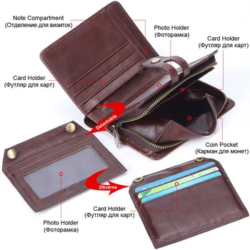 Flanker originálne kožené Rfid peňaženky bežné mužov značky krátke mince kabelku malé peňaženky karty držiteľa vrecká na zips, človek peniaze taška