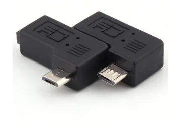 100 Pár Právo Ľavý Uhol Micro USB Muž 90 Stupňov USB Male Micro Žena Plug Adaptéry 200pcs
