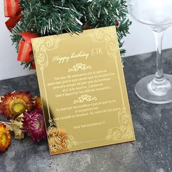 Prispôsobený Zlaté svadobné menu Večeru tabuľka dekor Svadobné sprcha Potravín pozvánka Laserom gravírované Svadobné značky Príjem