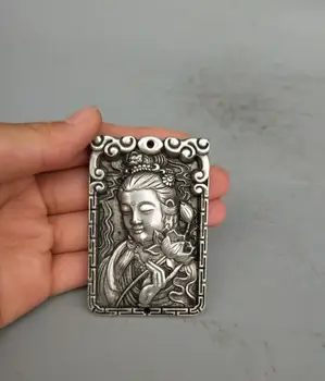 Zber Tibetského striebra ručne vyrezávané lotus bódhisattva amulet prívesok