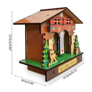 Kreatívne Dreveného Domu, Barometer, Teplomer Na Stenu Počasie Vlhkomer Domov