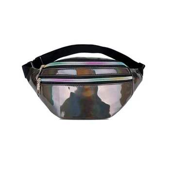 Holografické Ženy Strieborné Laser Taška Bum Cestovné Lesklý Pás Tašky, Módne Dievčatá Ružové Kožené Hologram Hip Bag
