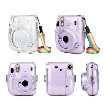 Ochranné Jasné Prípade Crystal Fotoaparát Prípade s Nastaviteľným Rainbow Ramenný Popruh pre Fujifilm Instax Mini 11