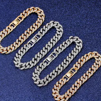 Nové Módne Luxusné 12mm Ľadový Z Kubánskej Reťazí Náramok pre Ženy, Mužov Zlato Strieborná Farba Bling Drahokamu Náramok Šperky