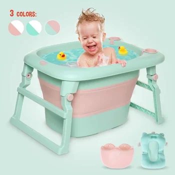 2 V 1 Baby Skladacie Vaňa Dieťa Plávať Vane Vaňa Tela, Umývanie Prenosný Skladací Deti Mäkký Vankúš Non-Slip Bezpečné Dieťa Vaňou
