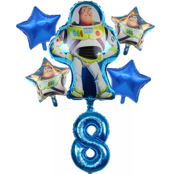 6pcs Toy Story Woody Buzz Lightyear Cartoon Fóliové Balóniky 32 Palcov Počet Baby Boy Blue Air Baloes Narodeninovej Party Dekor Deti Hračky