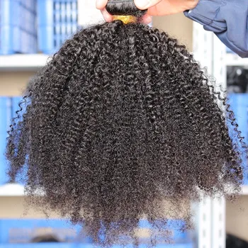 Mongolskej Kinky Afro Kučeravé Vlasy Zväzky S Uzáverom Ľudské Vlasy Zväzky 4B 4C Prírodné Čierny Výplet Rozšírenia 3 Zväzky Remy