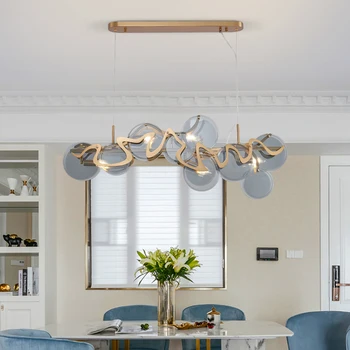 Moderné Údená šedá sklo luster pre obývacia izba jedáleň obdĺžnik kuchynský ostrovček vnútorné osvetlenie