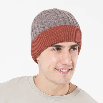 Mingjiebihuo Pekný temperament jesenné a zimné nové módne vlny klobúk mužov vonkajšie paletu farieb plus cashmere pletený hat
