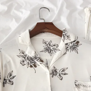 2020 Modálne Jeseň Nové Pyžamo dámske Dlhé Rukávy Nohavice, Pyžamá Ženy Klope Tlač Sleepwear 2 Kus High-End oblečenie pre voľný čas Nastaviť